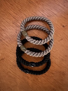 KKNEKKI Hair Ties NEW! Black and Green Gray X 4 Total