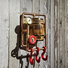 Steampunk Garderobe - Retro Industrial Wandaufbewahrung - Hartholz Wandbild