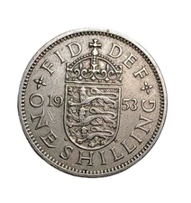 United Kingdom (GB) 1953 One Shilling English Shield Copper Nickel Obverse #1