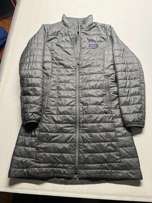 Patagonia Nano Puffer Parka Gray Full Zip Quilted Lined Outdoor Womens Sz Small