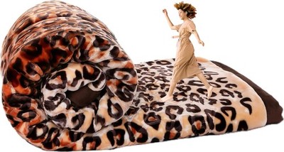 Hiyoko King Size Heavy Korean 85''W x 95''L, 11.9 Lbs Leopard Skin - 2 Ply 