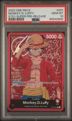 2022 One Piece Monkey D. Luffy Super Pre-Release ST01-001 PSA 10