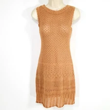 Rampage Vtg Shimmer Pointelle Knit Crochet Dress Sz M Semi Sheer Fairy Whimsy