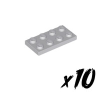 10X Lego 3020 • 2X4 Plate • Platte • Hellgrau • Light Bluish Gray