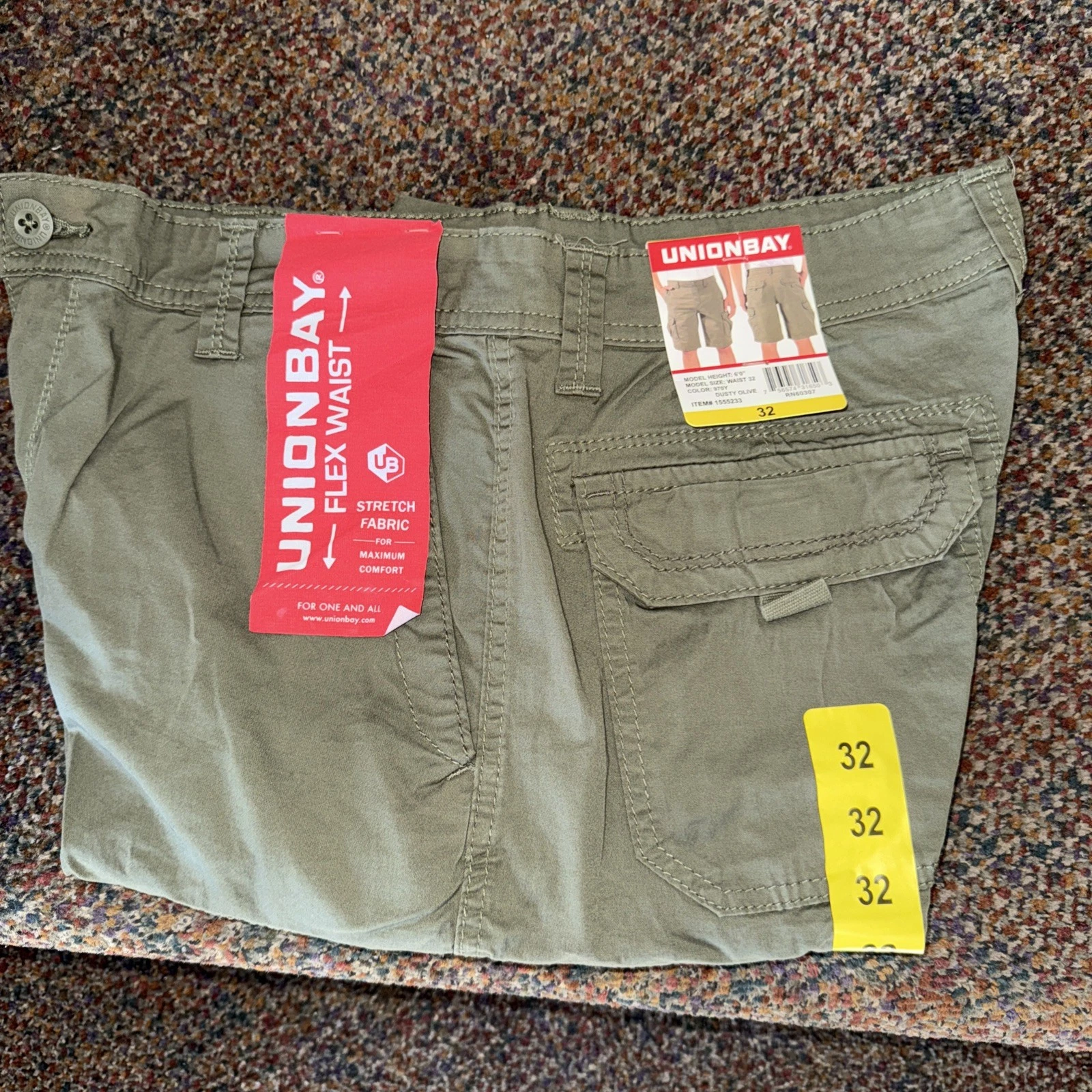 UNION BAY FLEX WAIST DUSTY OLIVE SIZE 32 SHORTS NWT(B79)