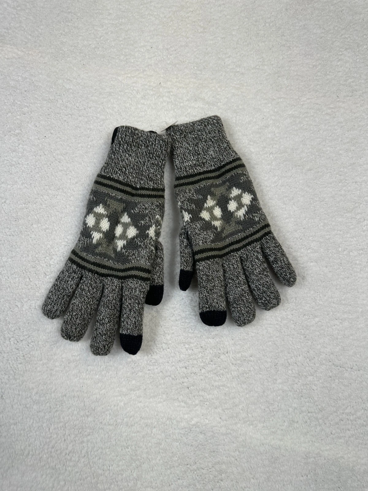 Eddie Bauer Gray Winter touch screen- Lined Gloves Men's One size-New no tags
