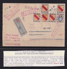 AN514) Frz. Zone Allg. Ausg.: R-Beleg Einschreiben aus Aufl&ouml;sung Spezialsammlung