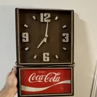 Vintage Coca-Cola Wall Clock w/ Advertising Panel Brown Red White Tested Works