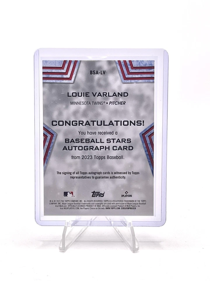 2023 Topps Series 2 Louie Varland RC Baseball Stars Autograph #BSA-LV Twins - Image 2 of 2