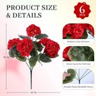 6 Pack Red Artificial Geraniums Flowers for Outdoors UV Resistant Faux Flowers f
