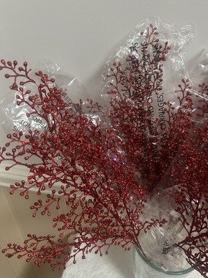 Valerie Parr Hill Shimmering Red Fern Christmas Picks- New-8