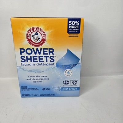 ARM & HAMMER Power Sheets Laundry Detergent, Fresh Breeze, 60 Count