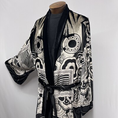 Vintage Gianni Versace Intimo Robe With Sash Black Champagne