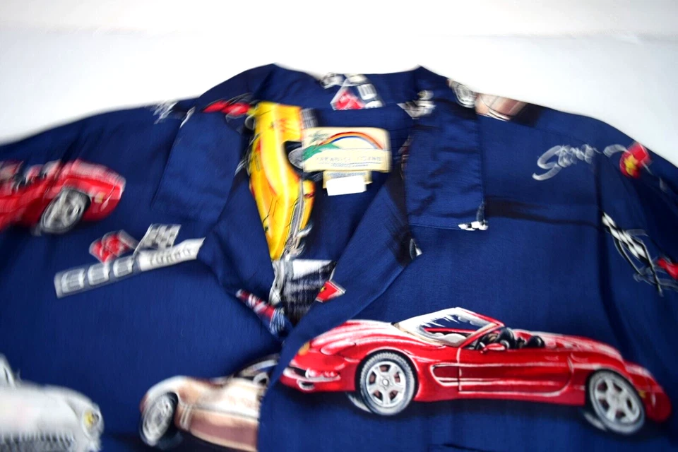 Camisa Hawaiana De Colección Paradise Found Talla XL 80s 90s GM Licencia Corvette Camisa Foto 3 de 4