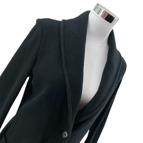 James Perse Fleece Jacket Blazer Womens 4 Black Shawl Collar Single Breasted - Picture 5 of 18
