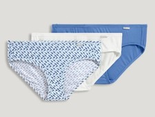 New Jockey Women's sz 7 Underwear SuperSoft 3 Pack Soft Comfy Bikini Blue White