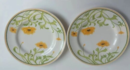 Franziskaner Vintage Gewächshaus Salat Brot Teller 2er Set gelber Mohn 8 Zoll