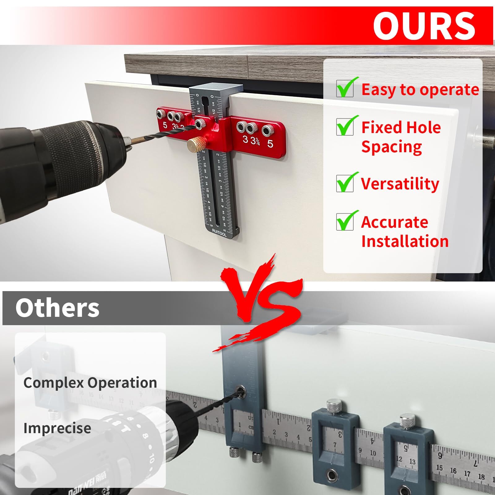 RUITOOL Cabinet Hardware Jig Tool Aluminium Alloy Cabinet Handle Install Temp...