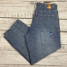 VTG PJ Mark BAGGY Fit Blue Denim Jeans 38x31 Wide Leg Y2k Skater Patches Hip Hop