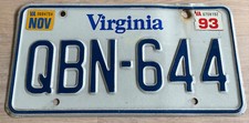Vintage VTG 1993 Virginia Licesne Plate VA State of VA DOT Rare
