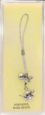 MIKIMOTO Pearl Island Cell Phone CHARM Pig/Boar  Bell Silver