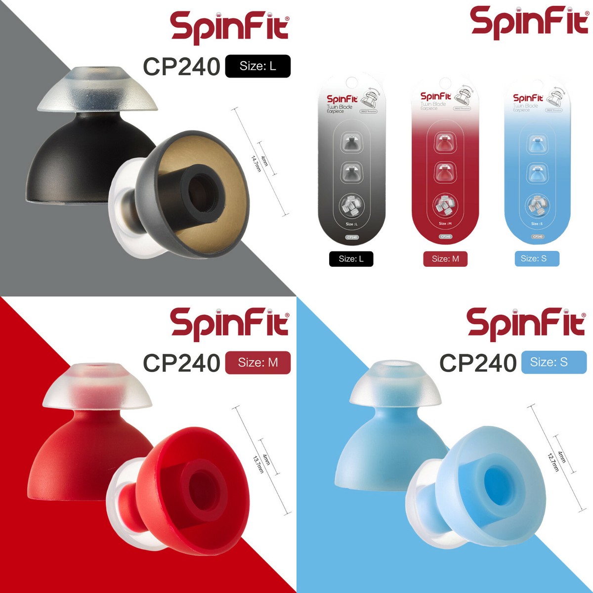 Spinfit CP240 Double Flange Eartips In-Ear Wireless Earphones 