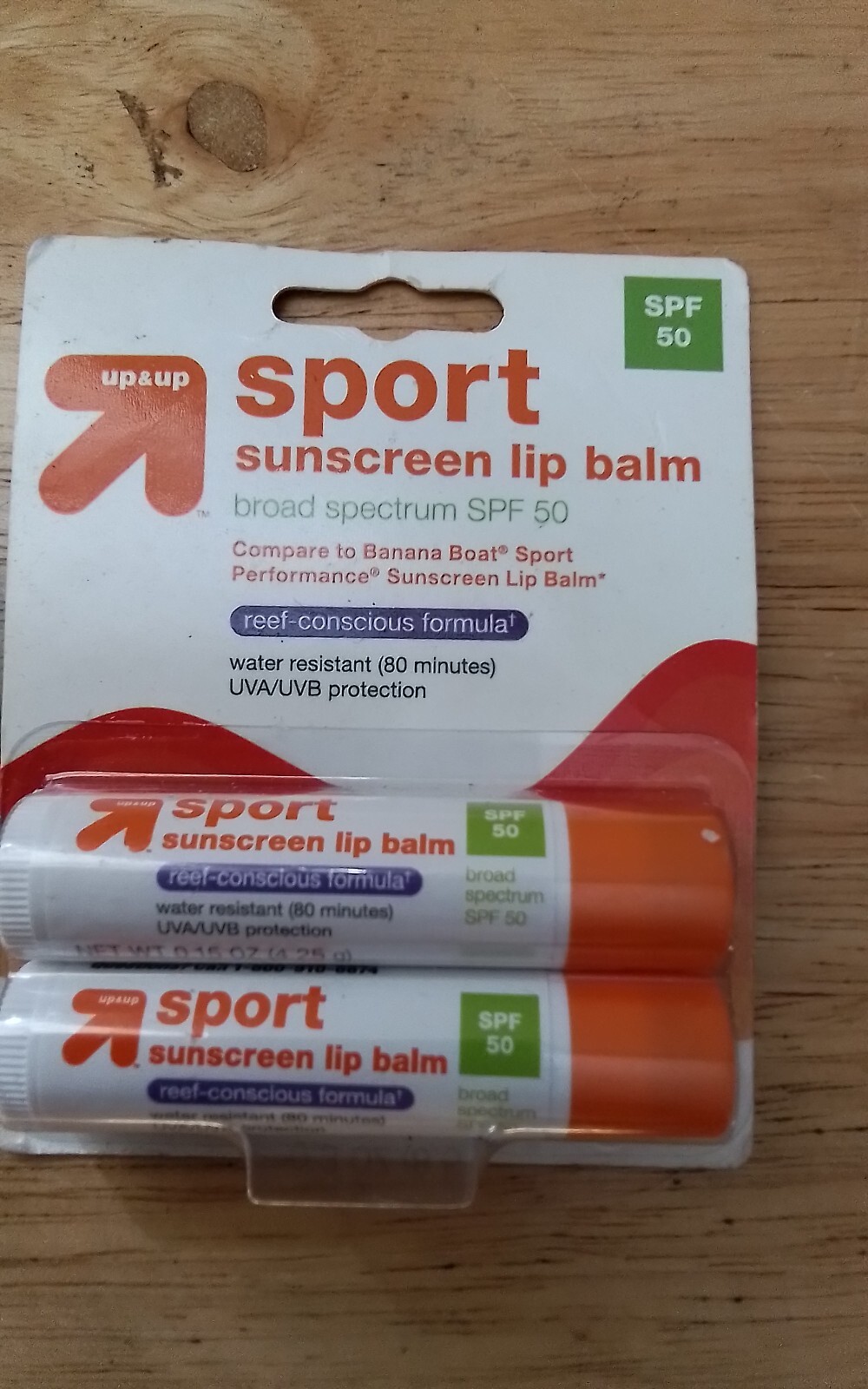 Up&Up Sport SPF 50 Sunscreen Lip Balm 2-Pack Exp 5-2027