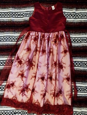 Ball Gown Party Dress roses (red pink) YOUTH size 12