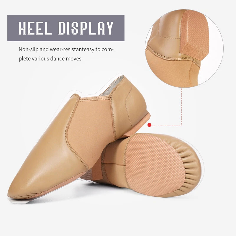 Zapatos de baile de jazz de salón de cuero genuino elásticos para mujeres y niñas  Foto 3 de 4
