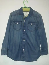 Tucker + Tate Boys Size 4 Dark Wash Chambray Long Sleeve Button Up Shirt