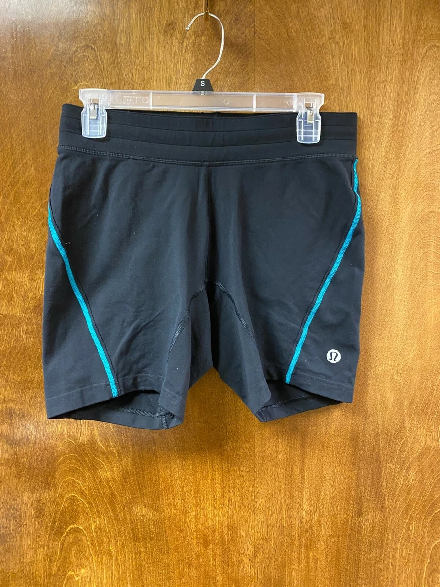 Prev. Owned. Lululemon Bike shorts Black and turquoise accent. Women's Size  Medi