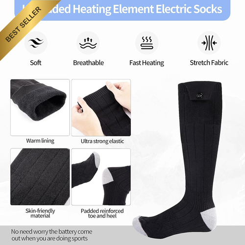 Heated Socks Men Women 5000mAh 4-Level Washable Hunting Hiking Skiing Sources - Picture 3 of 12