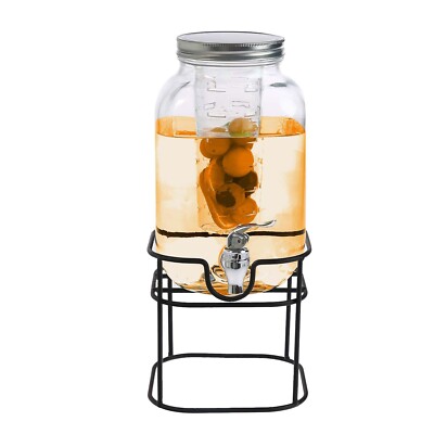 4L Glas Vintage Getränke Getränkespender auf Metallständer Cocktailglas mit Zapfhahn