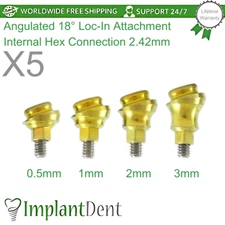 5x Angulated 18° Lokator Attachment Dental Int Hex Connection 2.42mm Dentistry