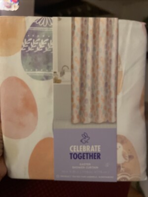 Easter Egg Toss Fabric Shower Curtain 70x70 NIP