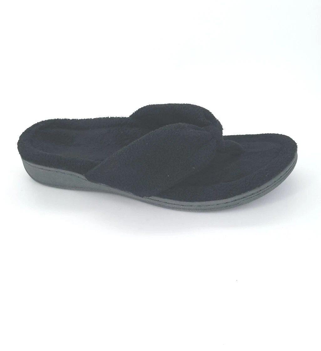 1572 Vionic Womens Indulge Gracie Toe Post Slippers Black Size 10