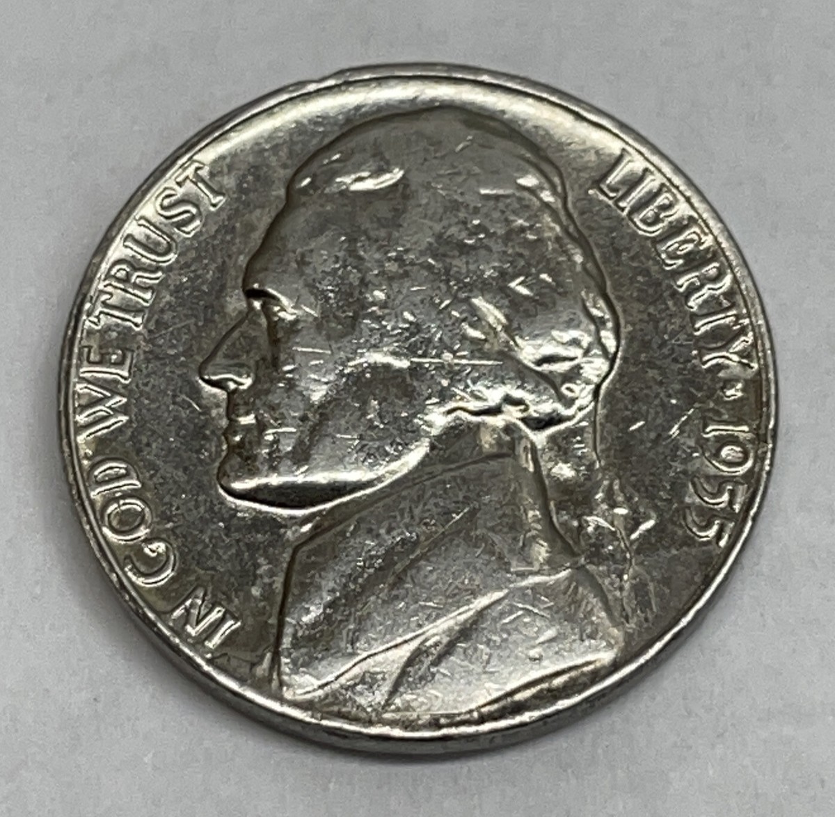 1955-D Jefferson Nickel - Rev & Obv Lamination Error -RARE- RPM