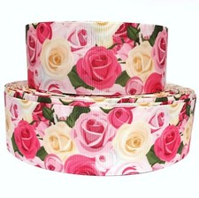 GROSGRAIN RIBBON 5/8", 7/8",1.5",3" Flowers Roses Mother's Day Printed
