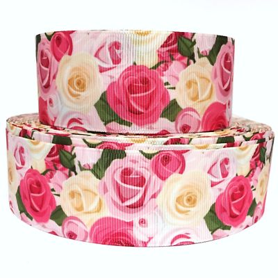 GROSGRAIN RIBBON 5/8'', 7/8'',1.5'',3''  Flowers Roses Mother's Day Printed