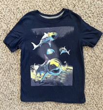 OLD NAVY BOYS SHARK BLUE SHIRT SIZE LARGE
