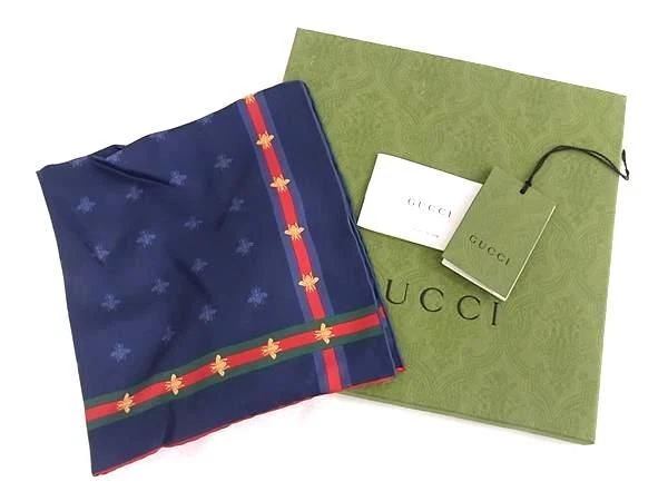 GUCCI Italie Soie Véritable Classique Élégante Laine Écharpe Femme Unisexe Multicolore #12