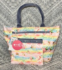 LeSportsac Small Everygirl Tote 7470 K879 Hawaii Plumeria Rainbow Travel Beach