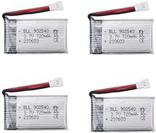4-Pack 3.7V 720mAh LiPo Batteries for Syma X5, Wltoys F949, RC Drones