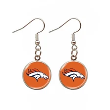 Denver Broncos NFL Logo Football Team Dangle Earrings US Stock Shipping In 1 Day