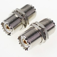 2Pc UHF Female Nut Bulkhead To SO-239 SO239 Jack RF Adapter Connector PL-259 New