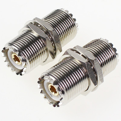 2Pc UHF Female Nut Bulkhead To SO-239 SO239 Jack RF Adapter