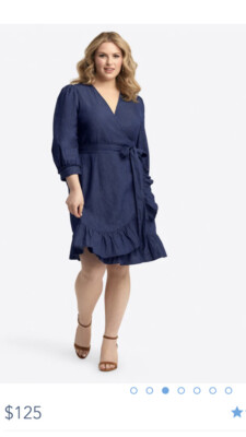 draper james denim Reba wrap dress sz 18