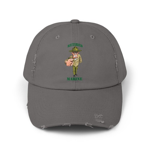 Retired Marine Distressed Cap, Military Hat, Gift for Veterans, Casual Wear - Picture 10 of 17