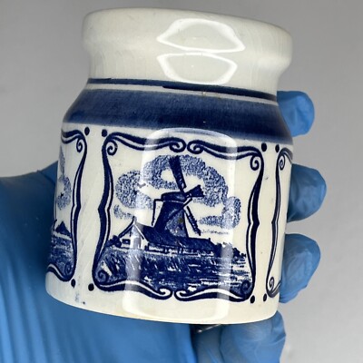 Echte Hollander Mosterd 100g Vintage Hand Painted Delft Container Holland