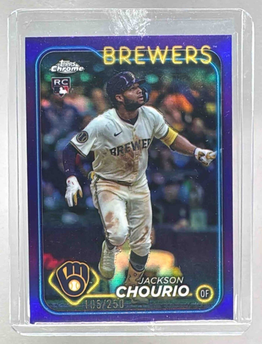 Jackson Chourio 2024 Topps Chrome Update #USC18 Purple Refractor RC /250